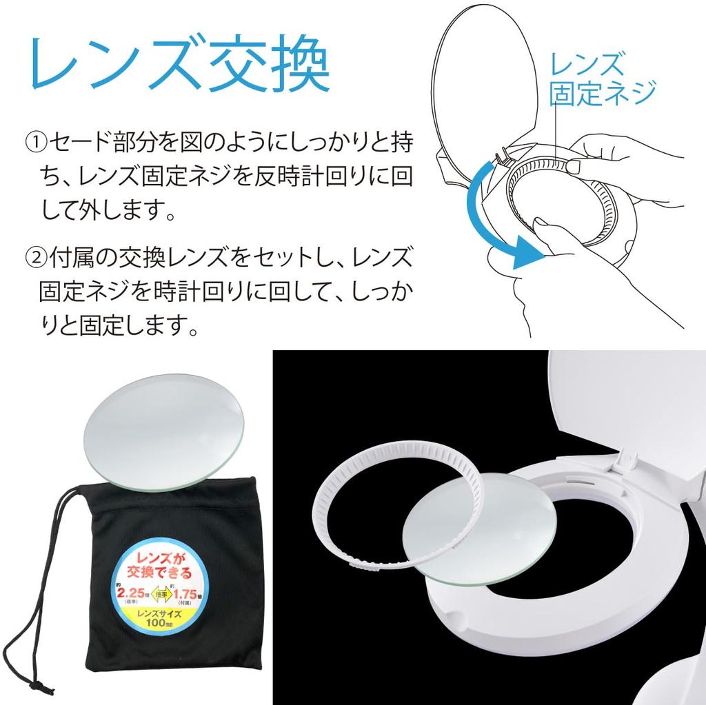 Ohm Electric LED Stand Light with Loupe L-ZOOM DS-L30B-W 08-0871