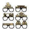 12/6pcs Happy New Year Paper Glasses 2026 Eyeglasses Frame Photo Booth Props New Year's Eve Party Decoration Christmas Supplies
