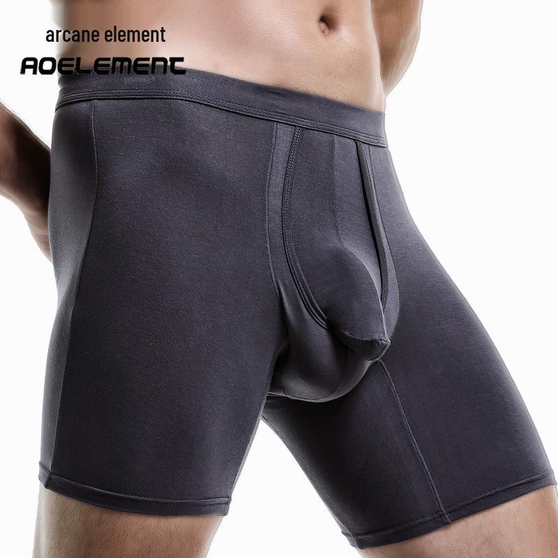 Men's Bullet-Style Separation Long Sports Briefs - Anti-Wear, Breathable, Large Size Boxer for Running