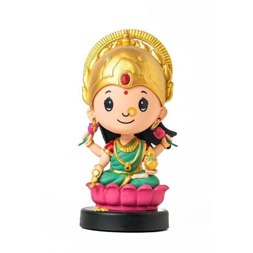 Laxmiji (Green) and Shree Ganesh (Red) Bobblehead Idol | Decoration Items for Home Decor, Car Dashboard, and Office Table | God Statue for Festival