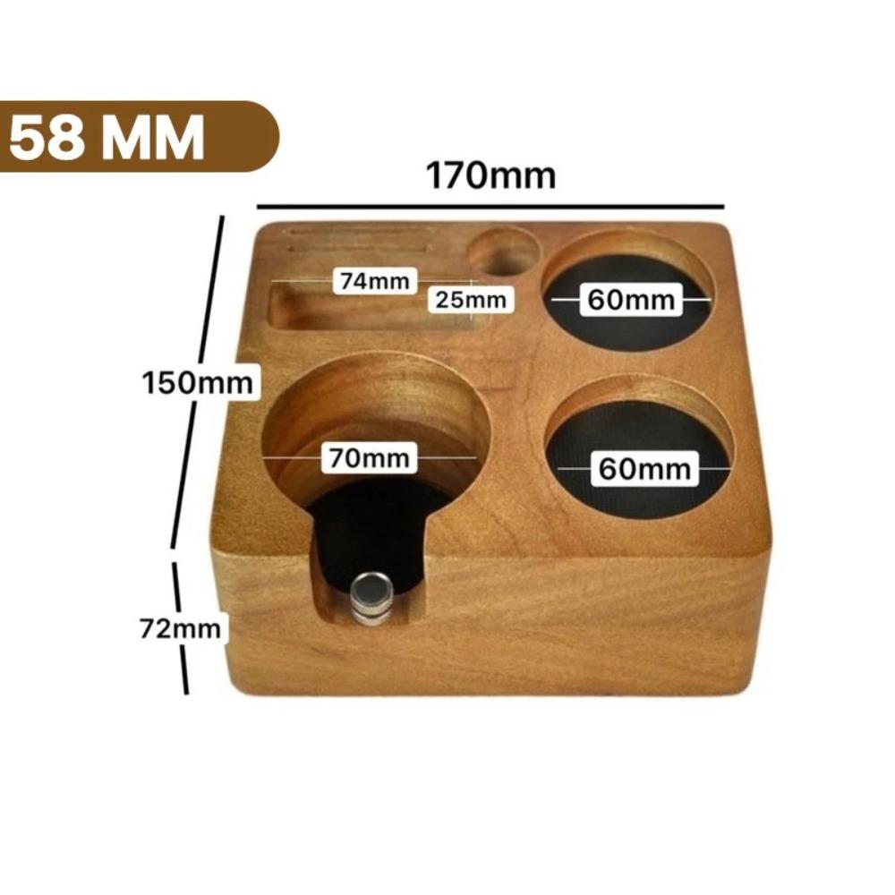 51/54/58mm Espresso Tamping Station Wooden Adjustable Coffee Tamper Stand Square Coffee Tamper Holder