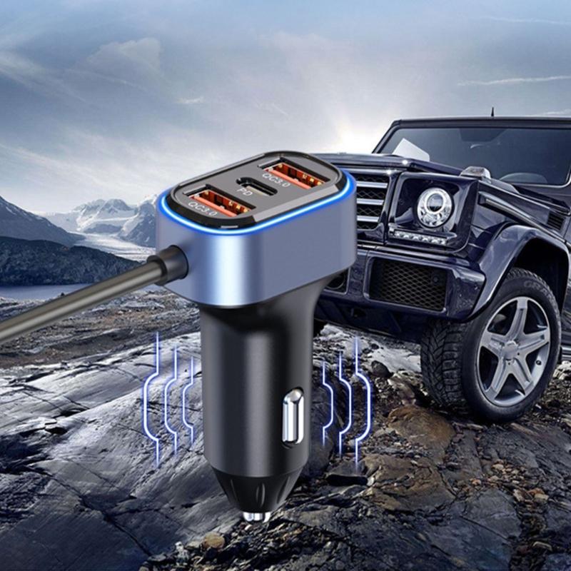 65W Multi USB Car Charger Car Phone Charging Adapter PD3.0 QC3.0 Car Charger for Multiple Devices 12-24V USB Car Charger