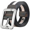 [White Fang] Belt Buckle Casual Design Leisure Jeans Fashion Durable Men's BTA719 (Black Stripe)