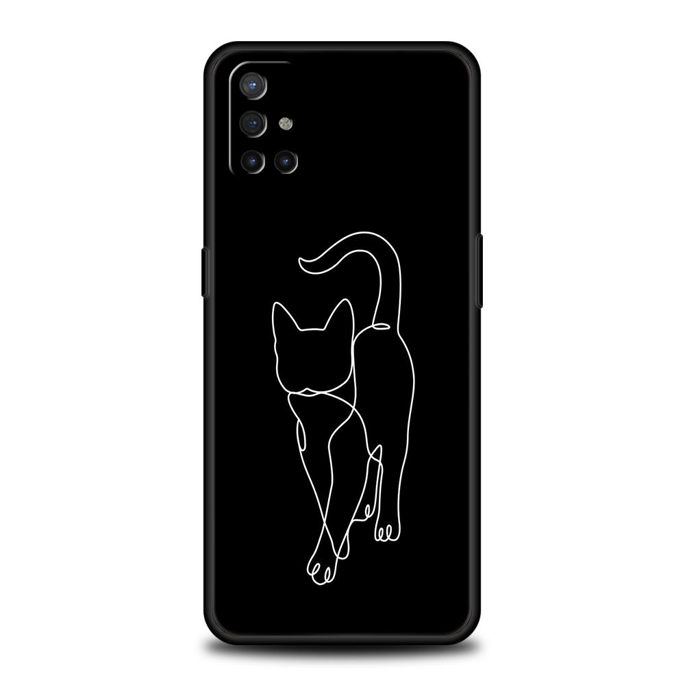 Phone Case For OnePlus 13 12 11 10 9 Pro 9T 13R 12R 10R 9R 9RT 10T 8T 8 Nord 2T CE 2 3 5G N200 N30 Cover Cat Line Black Cats