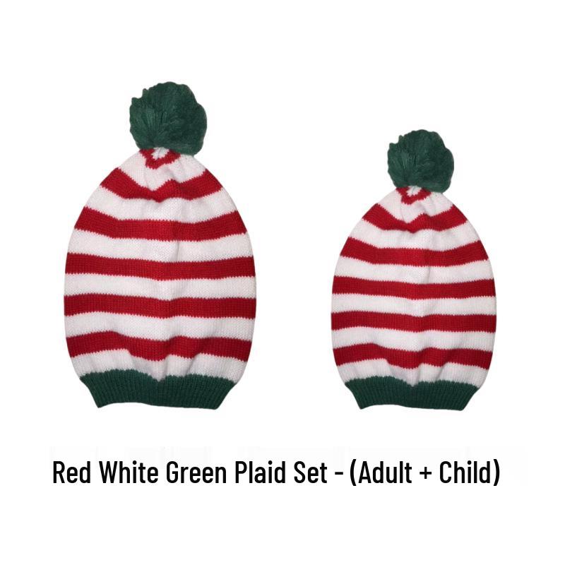 Gorro Festivo de Tricô com Pom-Pom de Papai Noel - Gorro de Natal Aconchegante para Pais e Filhos