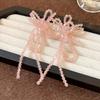 Silver needle glass bead bow fringed stud earrings simple personality earrings niche design high-end earrings women