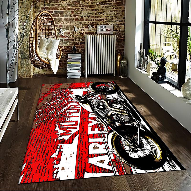 Tappeto Artistico per Moto Harley adatto come tappetino antiscivolo per il soggiorno o il divano della camera da letto