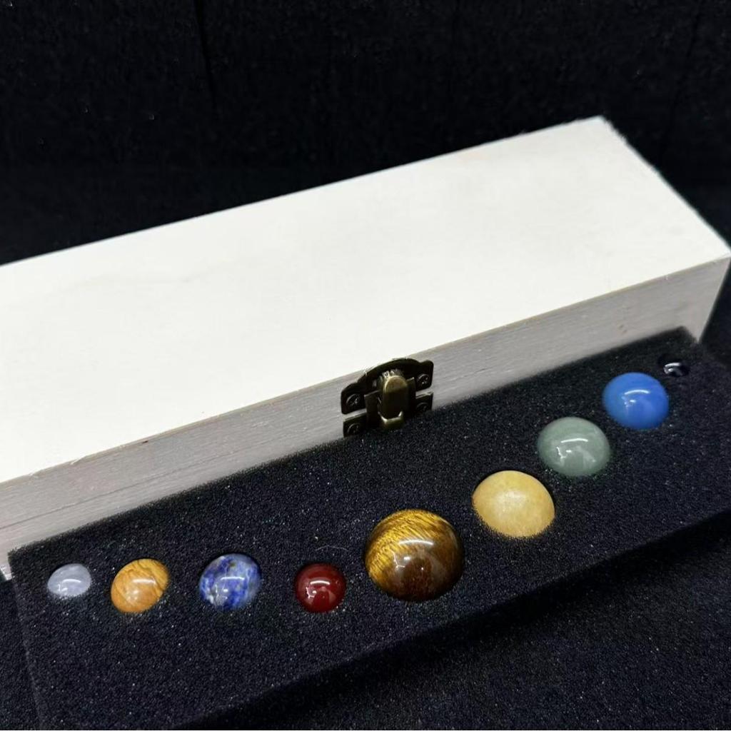 Natural Crystal Solar System Set: Nine Planetary Crystal Balls and Meteorite Specimens