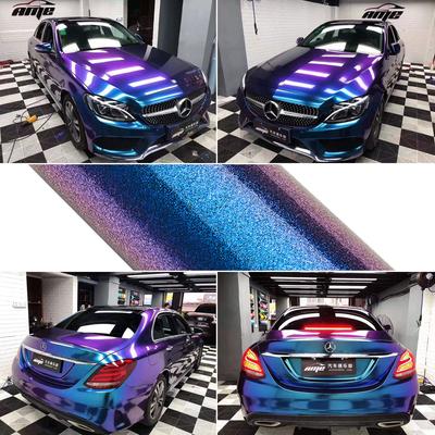 Pegatina de vinilo de PVC con purpurina camaleón brillante, película de envoltura Interior para coche, calcomanías que cambian de Color de diamante, hoja de 20CM/30CM/50CM/60CM