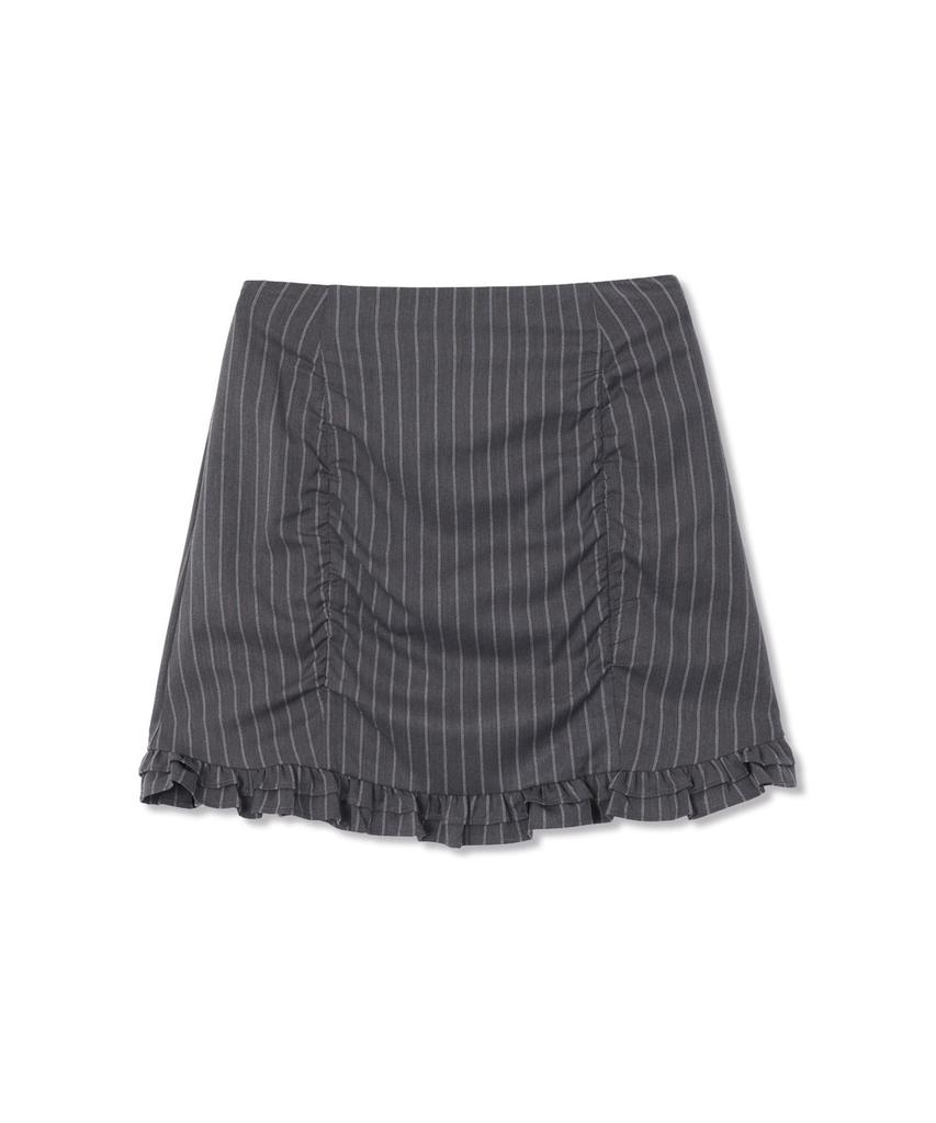 Michikoleondeonkosino Striped Shirred Mini Skirt Charcoal