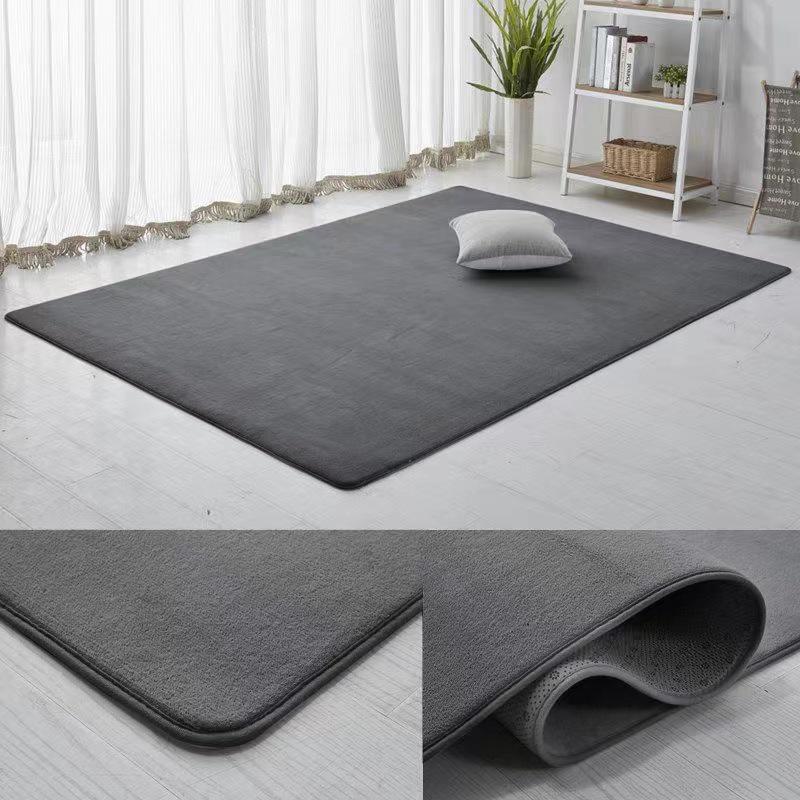 Solid Color Coral Fleece Short Pile Carpet: Full Coverage Living Room & Bedroom Floor Mat