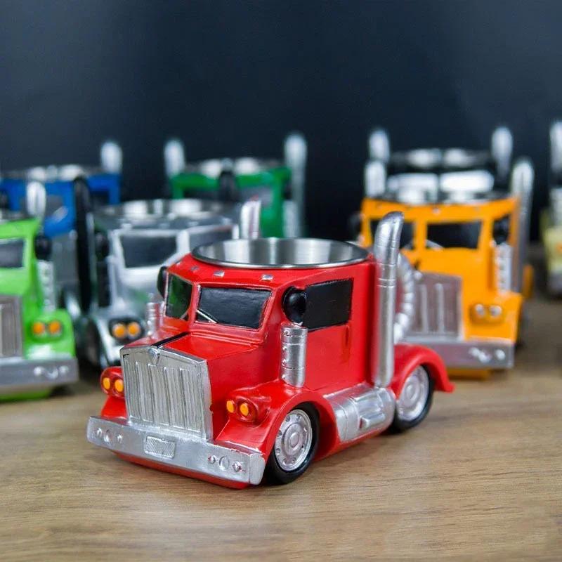 Truck Coffee Mug Creative Semi-Trailer-Shaped Beer Cups Traveling Coffee Cups Ice Milk Cups for Tea Juice Milk Latte Hot