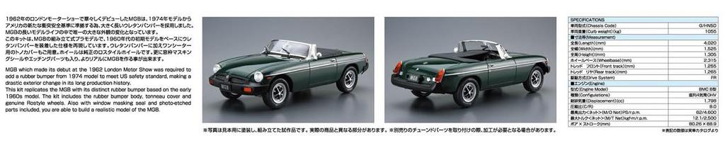 Aoshima Bunka Kyozai The Model Car Series 102 BLMC Plastic Model (AOSHIMA) 1/24 No. G/HN5D MG-B MK-3 '74