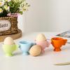 Solid Color Egg Cup with Heightened Base Non-Slip Handle Good Grip Mini Breakfast Ceramic Sponge Holder for Dining Room