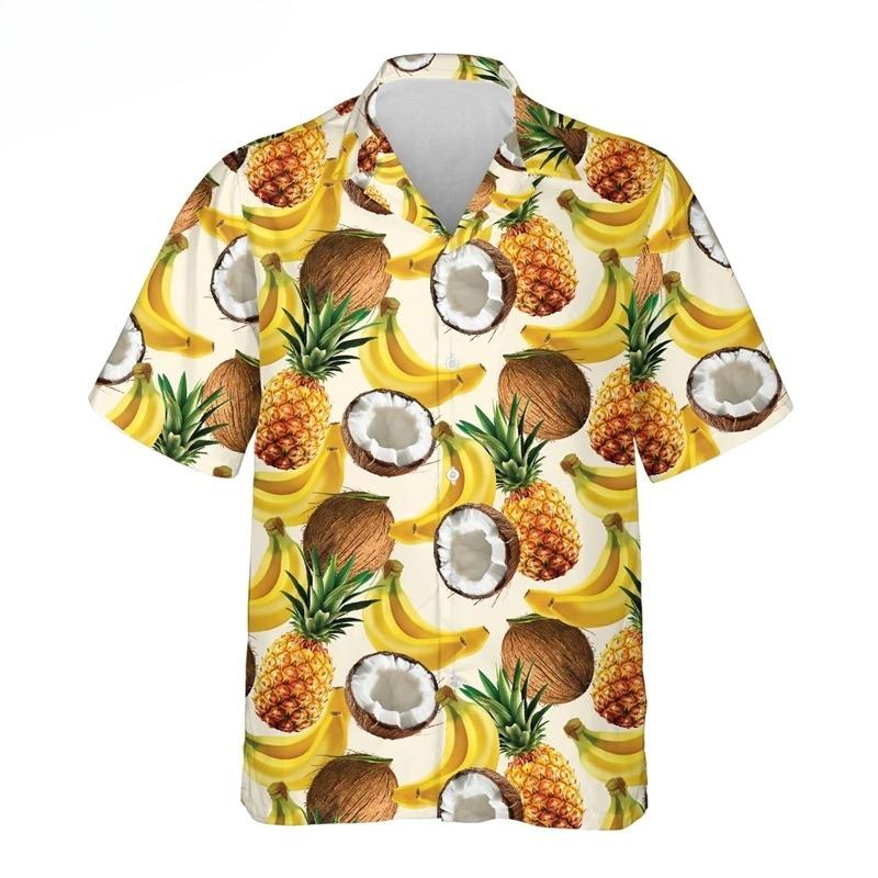 Funny Chili Fruit Pattern Shirt for Men 3D Print Pepper Hawaiian Shirts Summer Button Short Sleeve Top Street Lapel Aloha Blouse