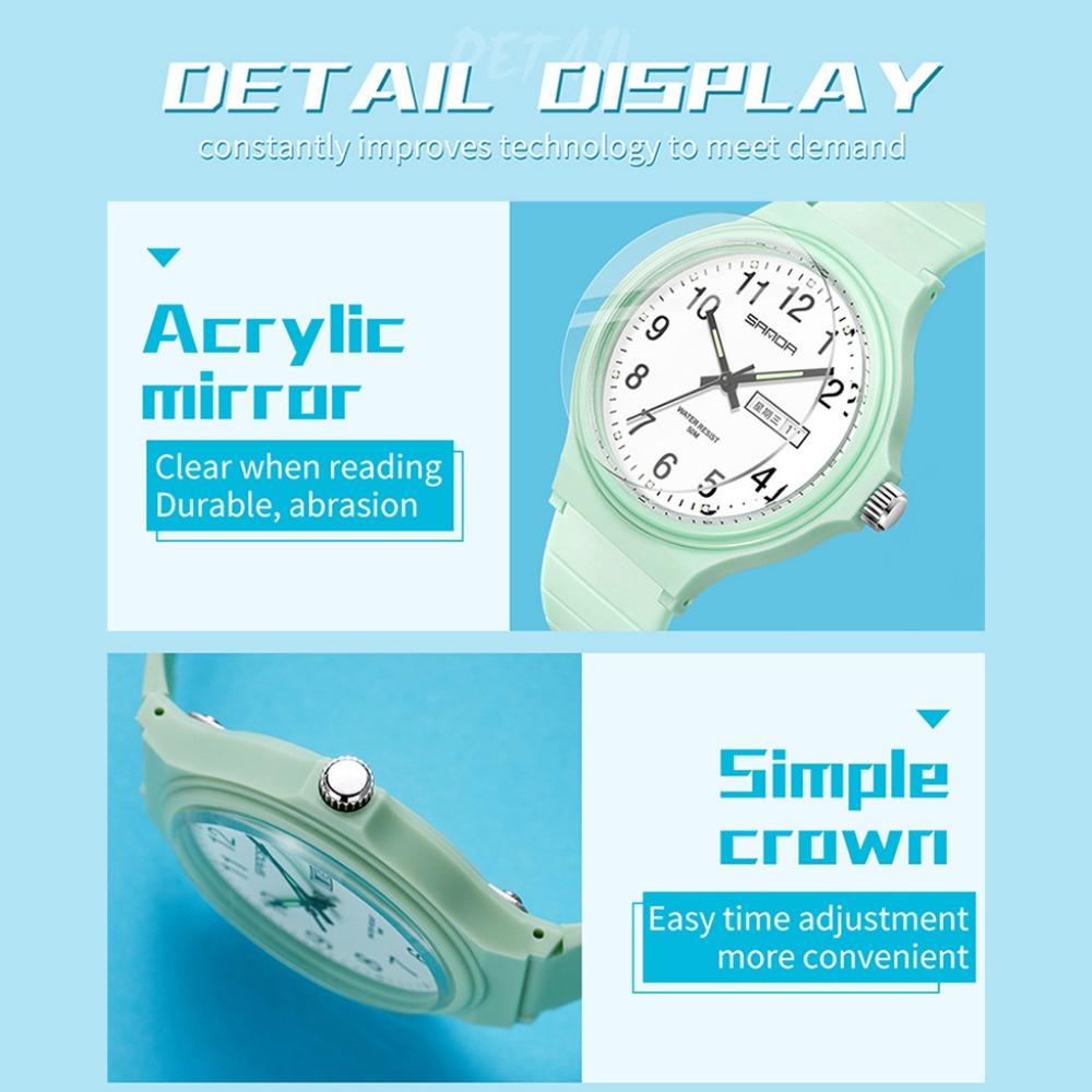 SANDA Electronic Quartz Analogue Double Calendar Waterproof Electronic Watch