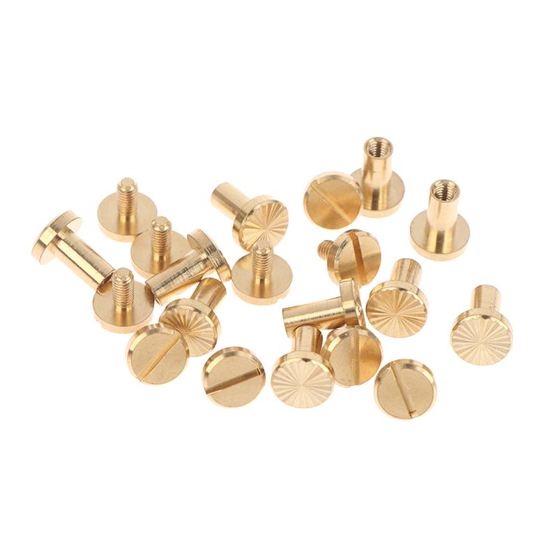 New! 10pcs Solid Brass Binding Chicago Screws Belt Screw Nail Stud Rivets For Photo Album Leather Craft Belt Wallet Fasteners