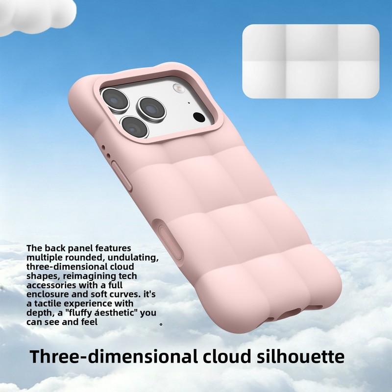 Liquid Silicone 3D Cloud Puff Phone Case for IPhone 16 17 18 Pro Max Shockproof Protection Cover for IPhone 18Pro 17Pro 16Pro