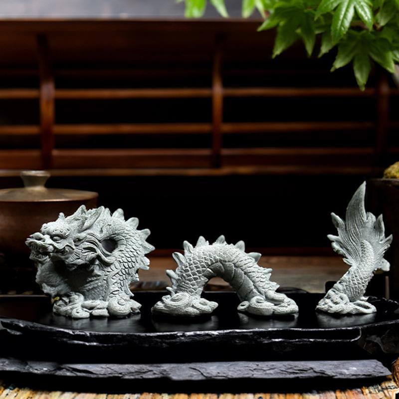 1Set Chinese Style Stone Dragon Aquarium Micro Landscape Decoration Fish Tank Ornaments Fishbowl Accessories Home Desk Ornament