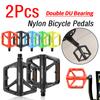 2Pcs Nylon Bicycle Pedals Double DU Bearing Ultralight Bike Pedals with Reflector MTB Road Bike Flat Pedals Cycling Accessories