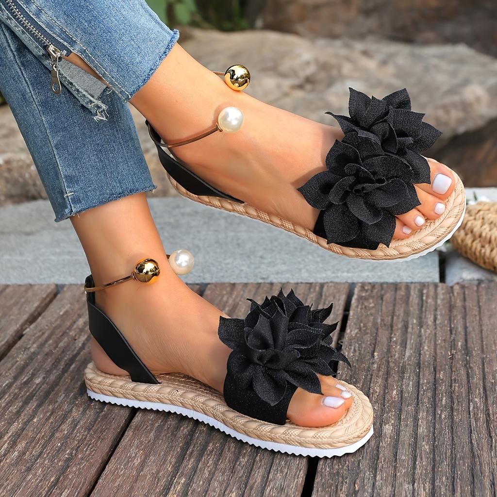 Westerse Stijl Dames Nieuwe Zomer Parel Bloemen Comfortabele Antislip Casual Mode Buiten Lichtgewicht Slippers, Dames Schoenen