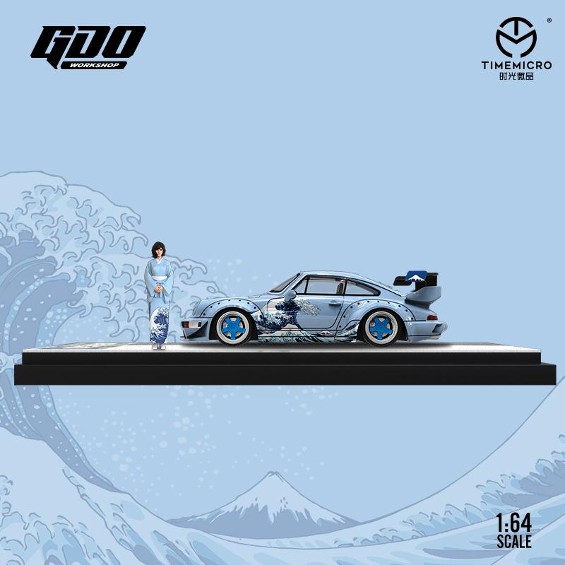 AAYN1 *Pre-order*TimeMicro 1:64 RWB 964 The Great Wave of Kanagawa Painting Simulation Alloy Car Model for Collection & Display