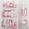 5 Pack Shower Caddy Organizer Rack Shelf for Inside Shower, Adhesive Bathroom Wall Storage Basket Rustproof Stainless Steel Shampoo Holder, Girly