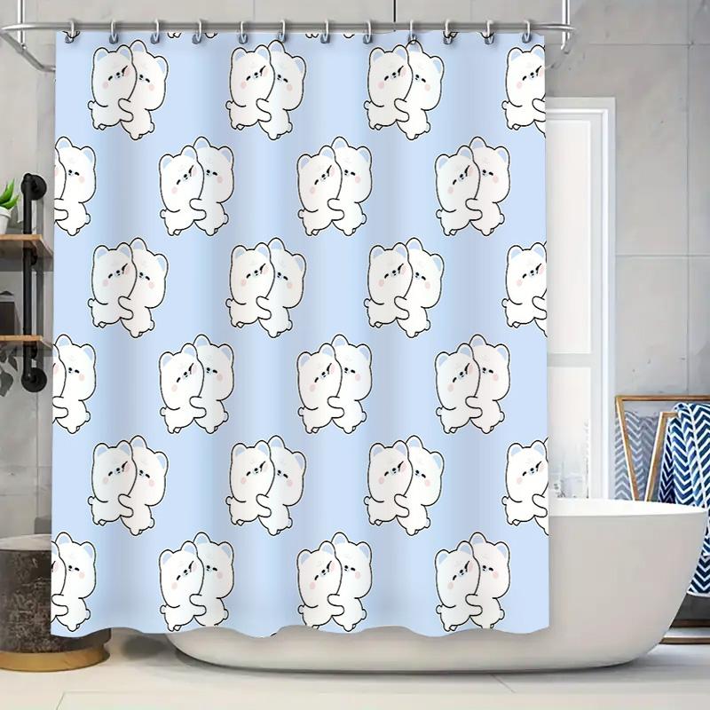 

Cute Cat Pattern Shower Curtain Waterproof Bathroom Decor Farmhouse Animal Kitty Washroom Liner Vintage Home Textile W60H190(CM)-1 Pcs