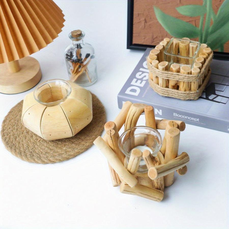 1PC Ins Wood Driftwood Aromatherapy Candle Holder-Home Goods Bedroom Book Tablecloth Ornaments,4cm Candles Are Recommended.