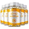 Vitamin D3+K2 Soft Capsules, Coconut Oil Base, Immune Support, Suitable for Both Men and Women.