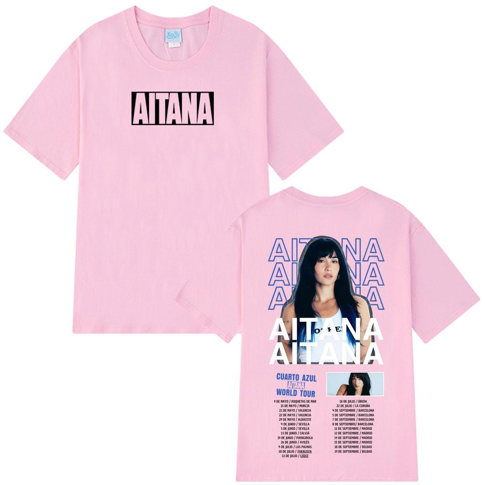 Singer Aitana Cuarto Azul Album 2026 Tour T Shirt Men Women Aesthetic Trend T-shirt Short-sleeved Loose Casual Cotton T-shirts