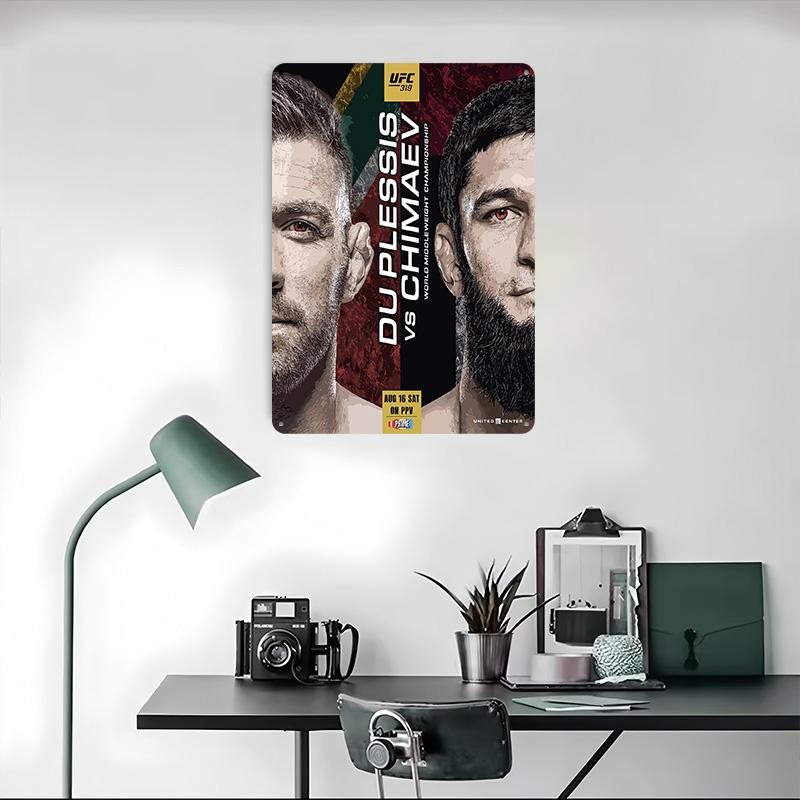 319 Du Plessis Vs Chimaev Printed Poster Customized Wall Art Retro Vintage Metal Tin Signs for Home Decoration Aesthetic House