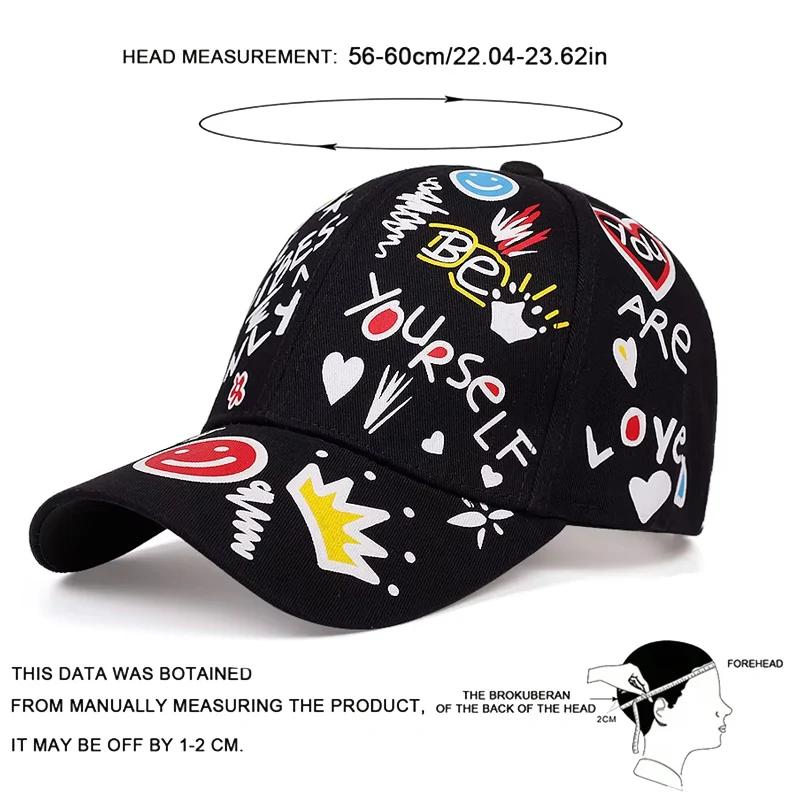 Unisex Letter Printing Graffiti Baseball Caps Outdoor Adjustable Spring and Autumn Casual Sunscreen Hat