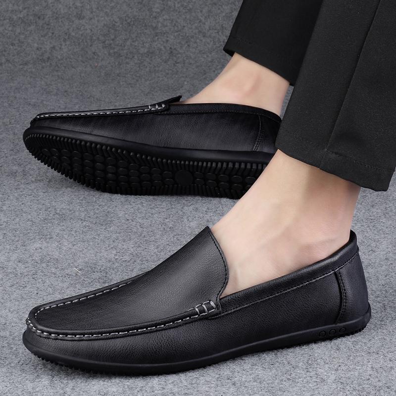 Men's Big Size Leather Casual Shoes Spring Autumn Summer Men Loafer Shoes Male Driving Shoes Soft All-match Cowhide Breathable