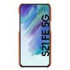 For Samsung Galaxy S21 FE 5G Litchi Texture Magnetic Case Genuine Cow Leather Coated PC Shockproof Phone Cover