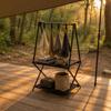 Folding Camping Rack X Shaped Frame Aluminum with Hooks Shelf