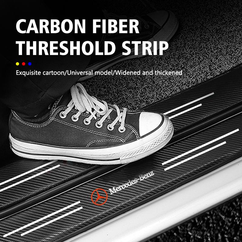 FA05Car Door Threshold Scuff Plate Carbon Fiber Sill Protector Stickers For Mercedes Benz C180 C300 W124 W176 W177 C200 C260 GLC CLE