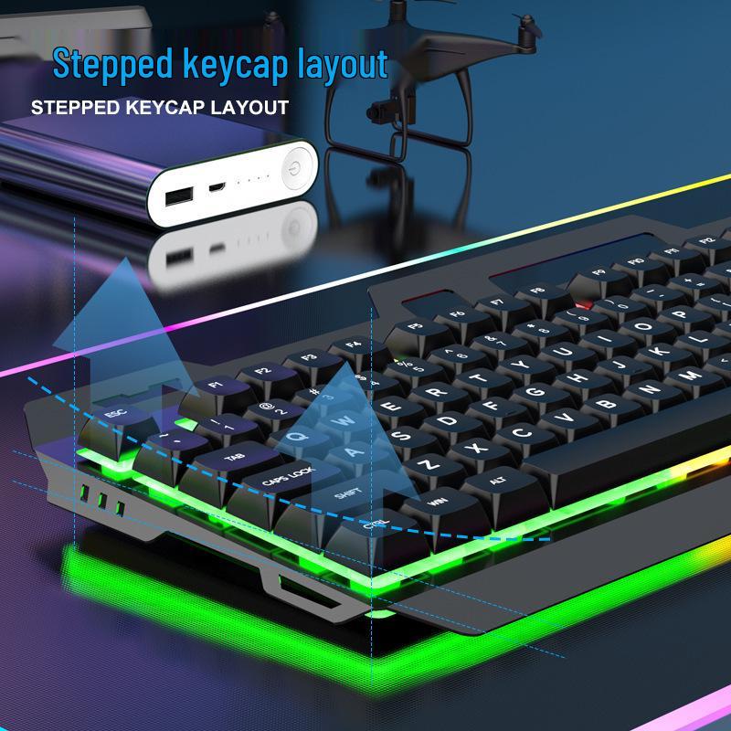 Viper KM520 Luminous Metal USB Wired Keyboard and Mouse Set for Desktop Computers