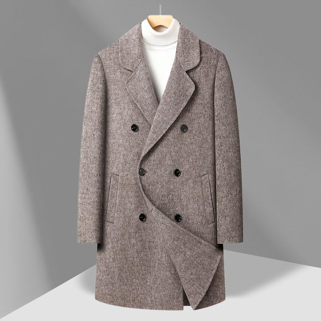 Autumn and Winter Men's Double-sided Woolen Coat Medium and Long Double-breasted Camel Wool Woolen Coat Men's Coat