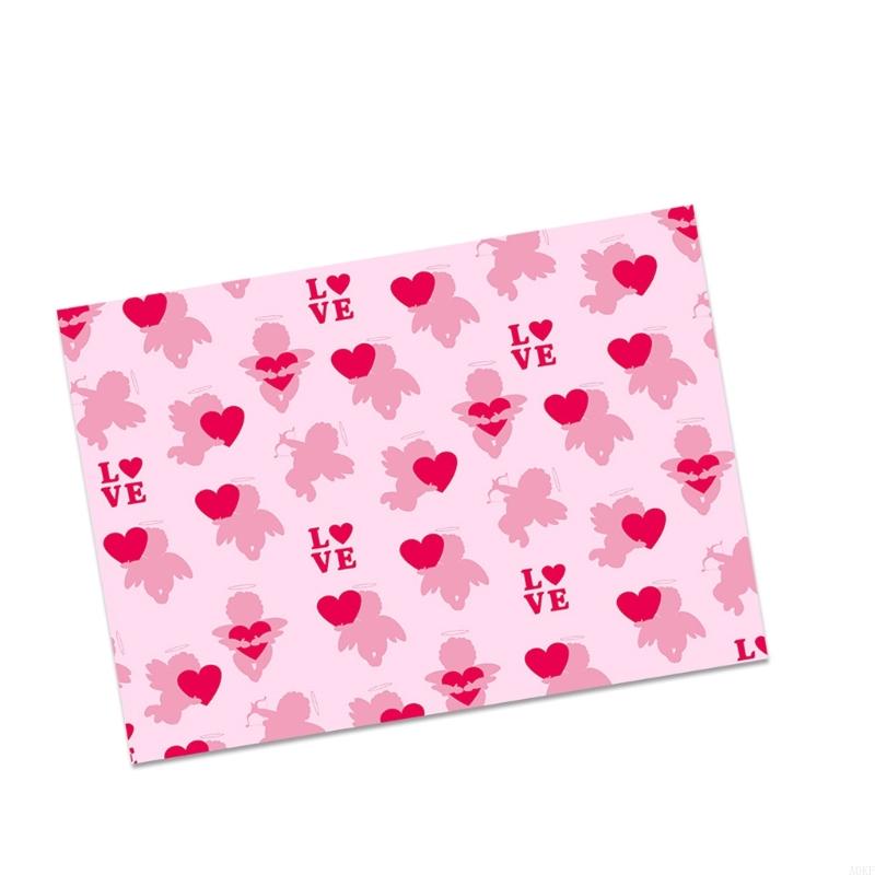4Pcs Valentine's Day Wrapping Paper Love Heart Print Wrapping Paper for Wedding A0KF