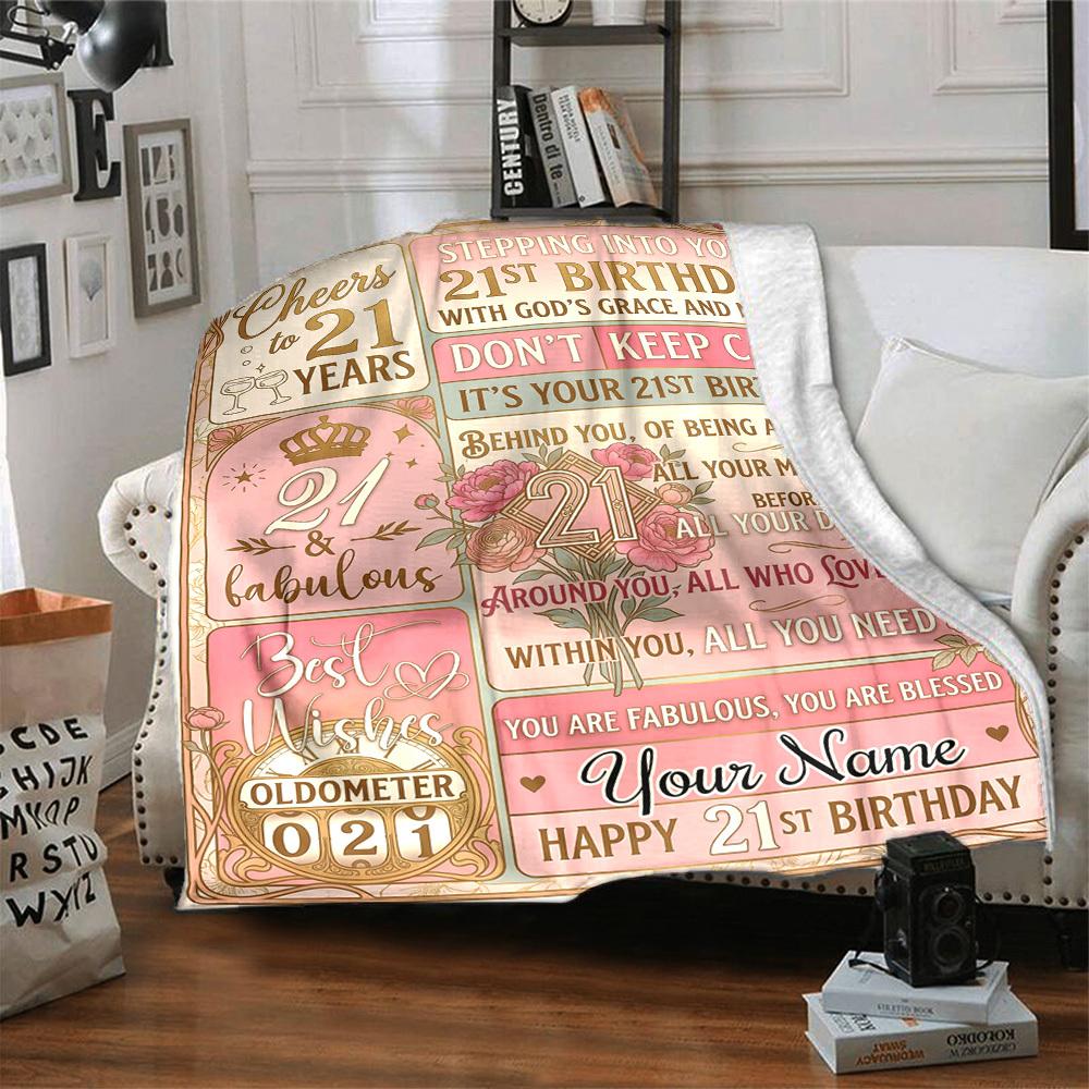 21St Birthday Celebration Customize Your Name Blankets Comfortable Soft Lightweight Allseason Multipurpose Blanket For Picnics Sofas Offices Beds