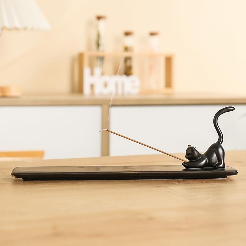 Cat Shaped Ceramic Incense Burner Holder,Cute Home Decor, Aromatic Desk/Bedroom Ornament, Indoor Use, No Electricity Needed, Bedroom Accessory