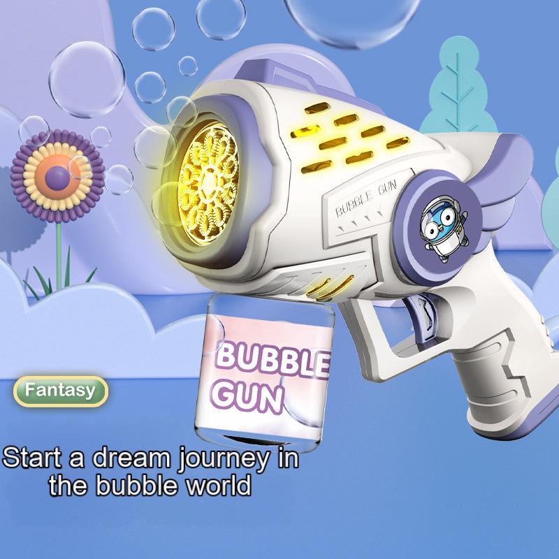 New Electric Automatic Light Bubble Machine Bubbles Gun Summer Beach Bath Outdoor Game Fantasy Toys for Children Kids Gift