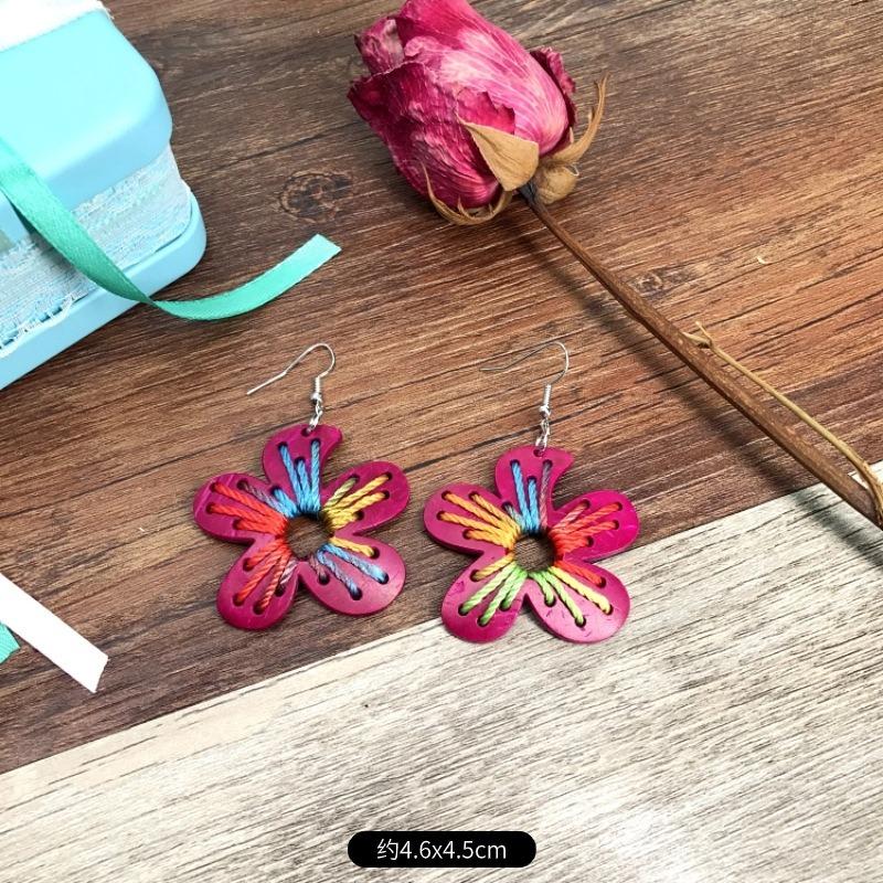Natural handmade coconut shell earrings Bohemian women's retro cute versatile earrings temperament earrings