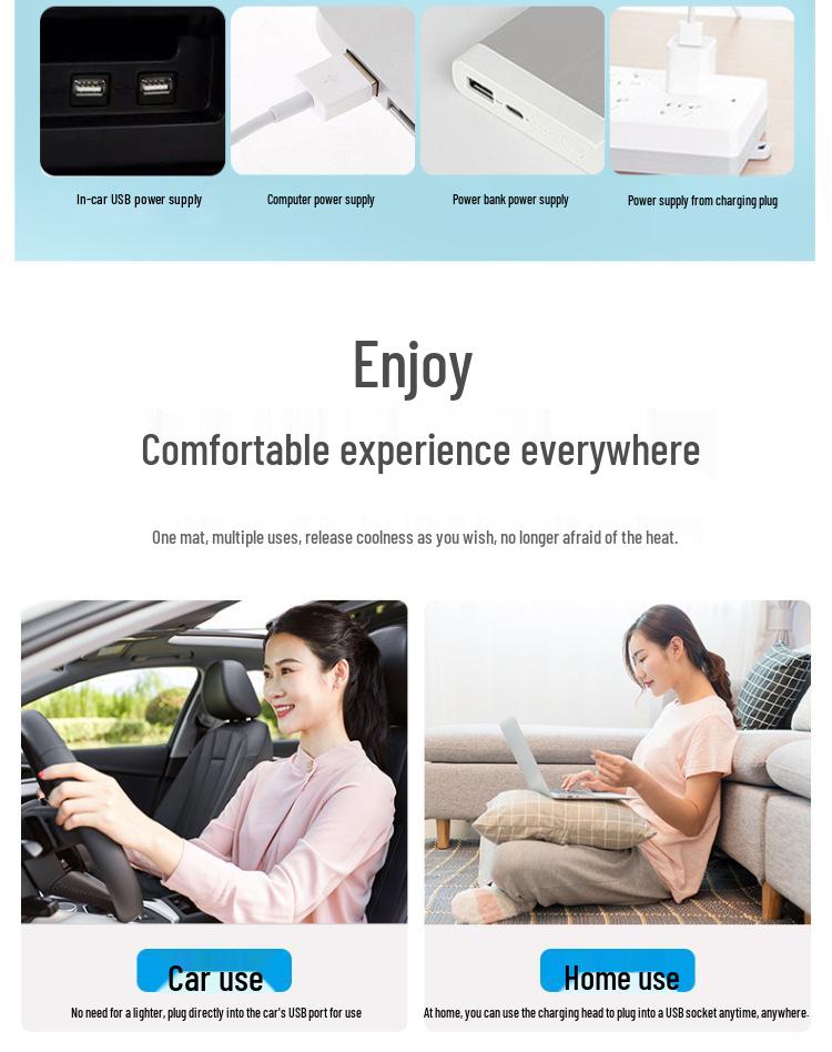 USB Cooling Car Seat Cushion - Home Ventilation & Summer Cooling Pad