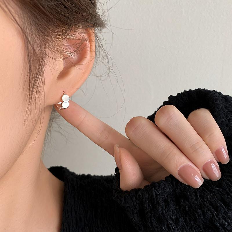 Silver Color Personality Geometric Round Hoop Earrings for Fashion Women Fashion Jewelry Trendy Round Accessories