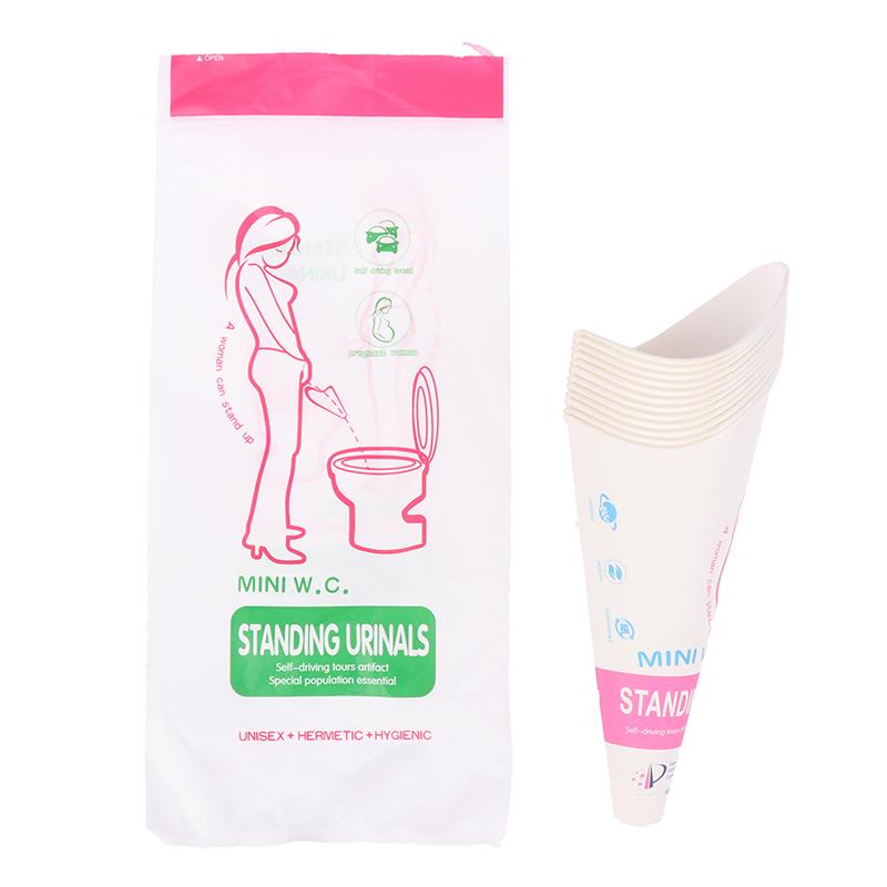 

12 шт./лот одноразовый бумажный писсуар для женщин устройство для мочеиспускания стоя для кемпинга путешествия портативный женский уличный туалет розовый
