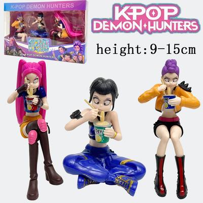 Nueva Figura Kpop Cazadores de Demonios Dibujos Animados Comiendo Fideos Instantáneos Periféricos Decoración de Escritorio Rumi Mira Zoey Modelo Para Regalo de Niño