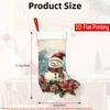 Christmas Decoration Fireplace Hanging Stocking1pc Snowman & Poinsettia Christmas Stocking Ornament - Red & Wh