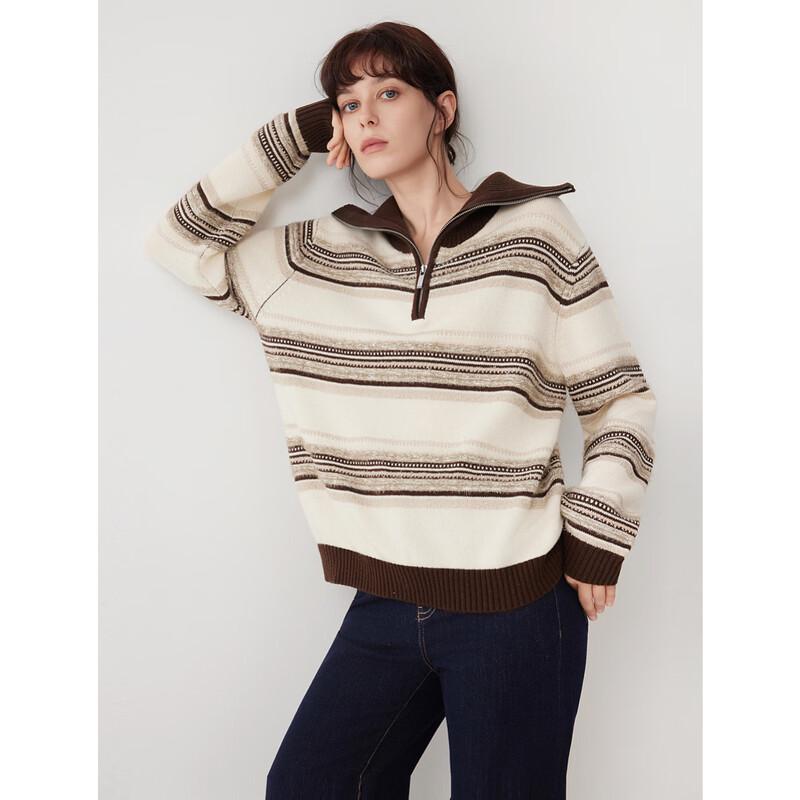 ELLE Women's Retro Striped Knitted Sweater